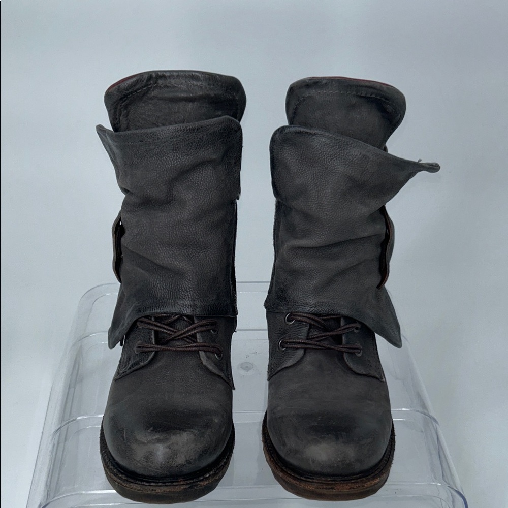 A.S.98 Leather Ankle Boots Gray Buckle Zip Made in Bosnia Size 36 - Picture 2 of 16
